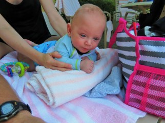 Tummy time pool side. YES, we do therapy even on vacation. :)